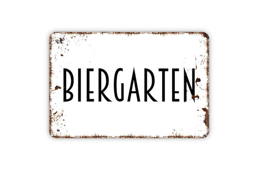Biergarten Sign | German Beer Garden Bar Pub Decor | Metal Sign or Vinyl Sticker for Kitchen Patio Restaurant Oktoberfest