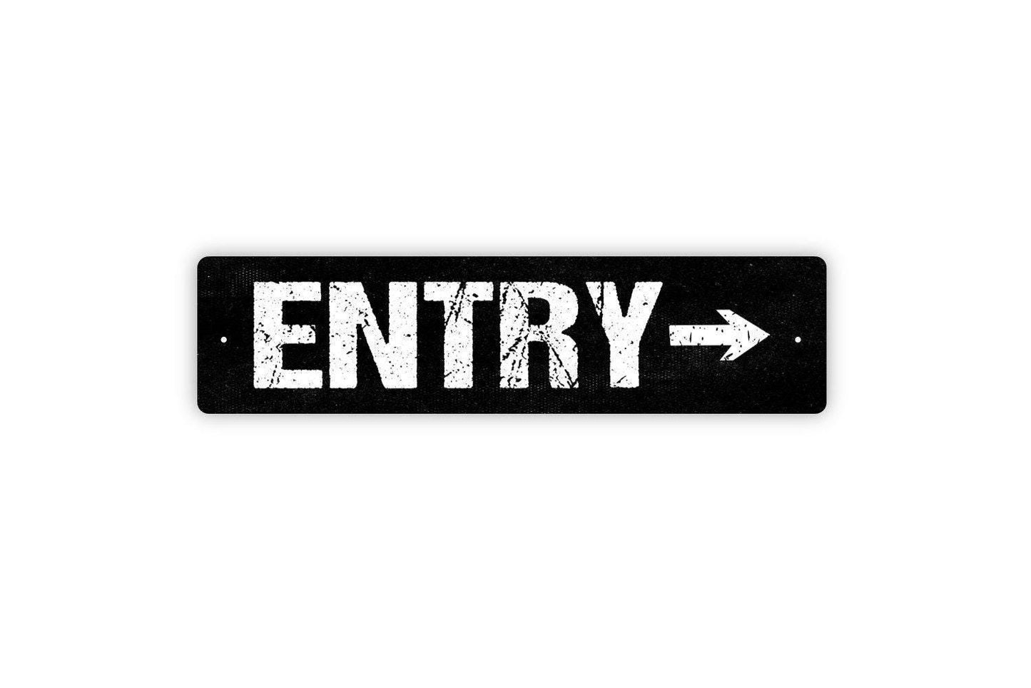 Entry With Arrow Sign | Directional Wall Decor | Metal Sign or Vinyl Sticker for Businesses, Events, Venues, or Property Entrances