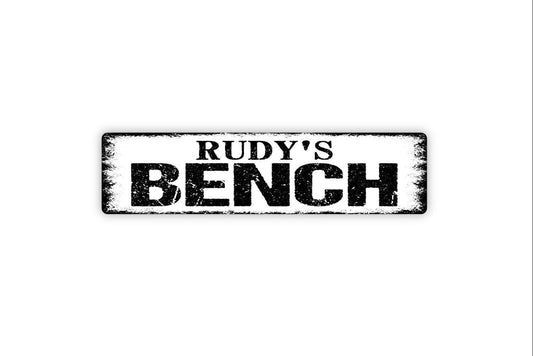 Personalized Bench Sign | Custom Name Wall Decor | Metal Sign or Vinyl Sticker for Garden, Memorial, Porch, or Outdoor Seating