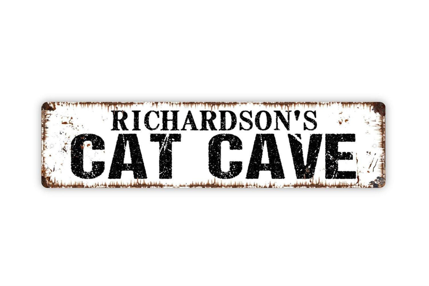 Personalized Cat Cave Sign, Custom  Metal Sign, Vinyl Sticker Or  Street Sign or Door Name Plate Plaque