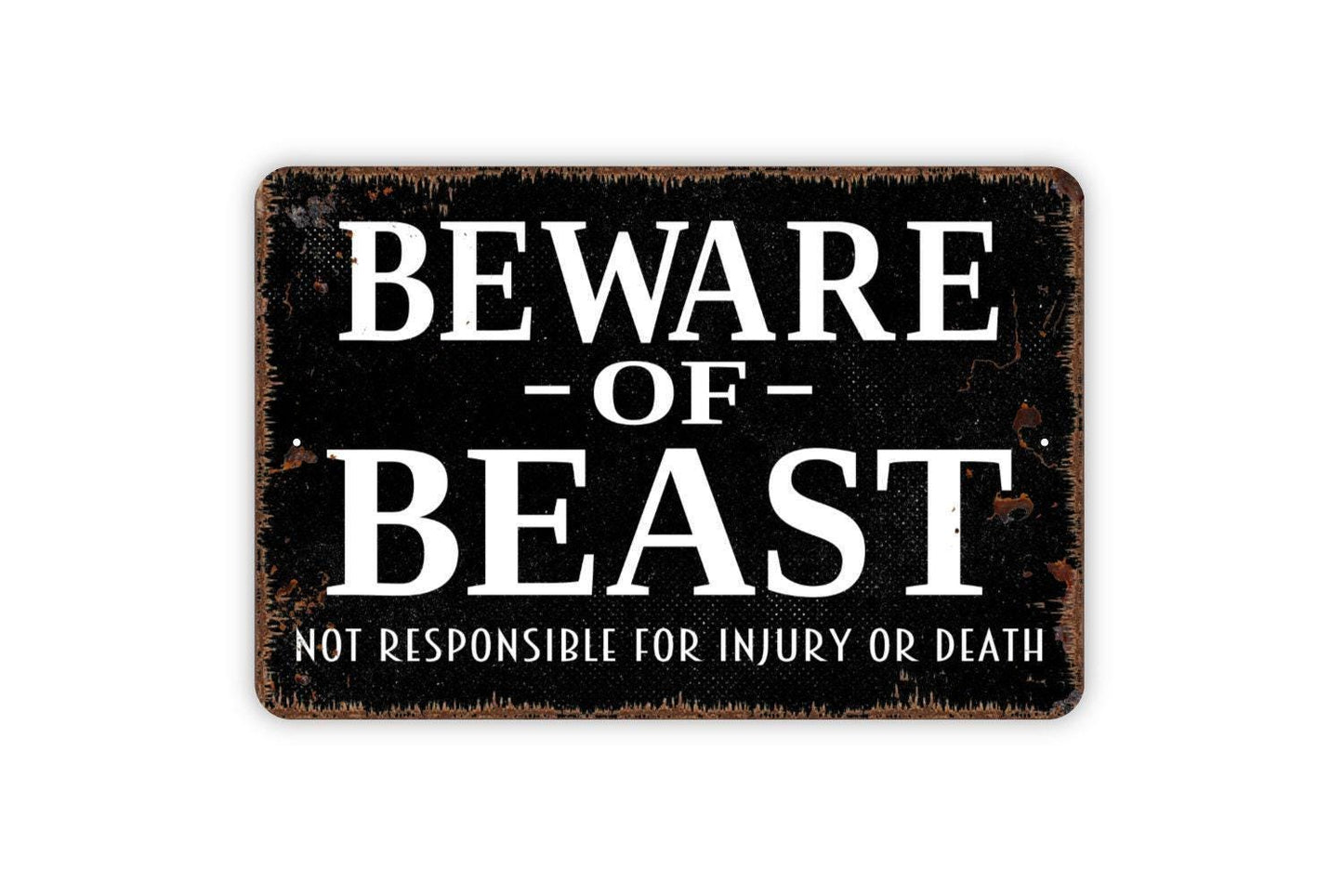 Beware Of Beast Sign - Funny Dog Metal Wall Art - Indoor or Outdoor