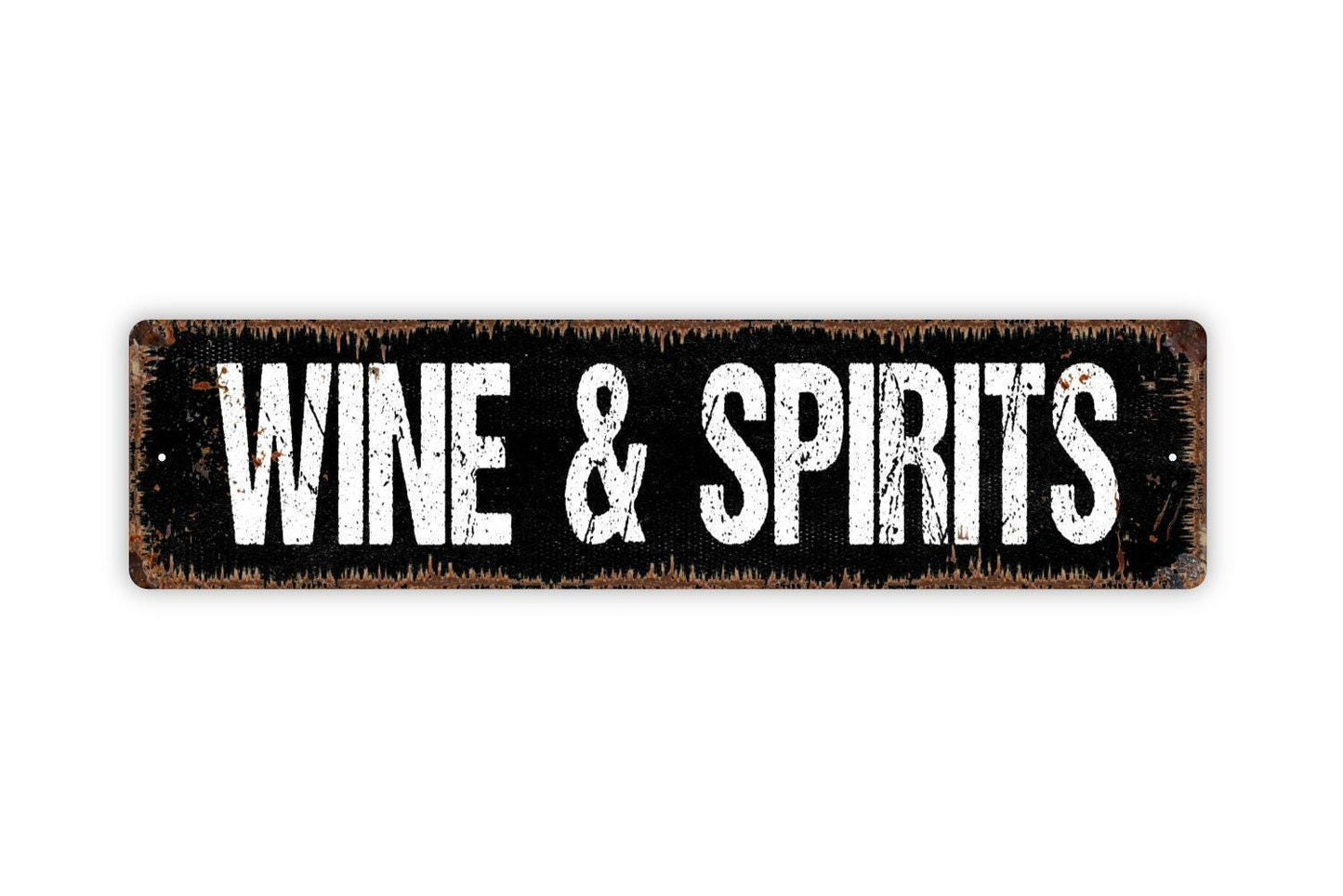 Wine & Spirits Sign | Rustic Bar Wall Decor | Metal Sign or Vinyl Sticker for Home Bars, Kitchens, Patios, or Liquor Lovers