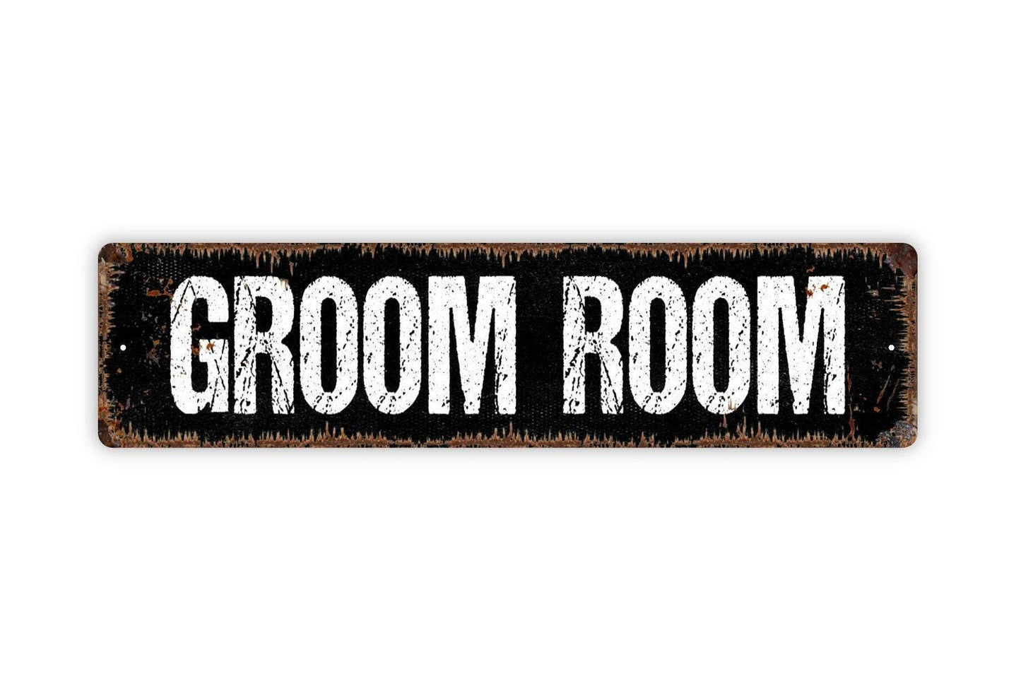 Groom Room Sign – Rustic Wedding Day Decor – Bridal Party Groom Prep Suite Getting Ready Door Wall Sign – Metal Sign or Sticker