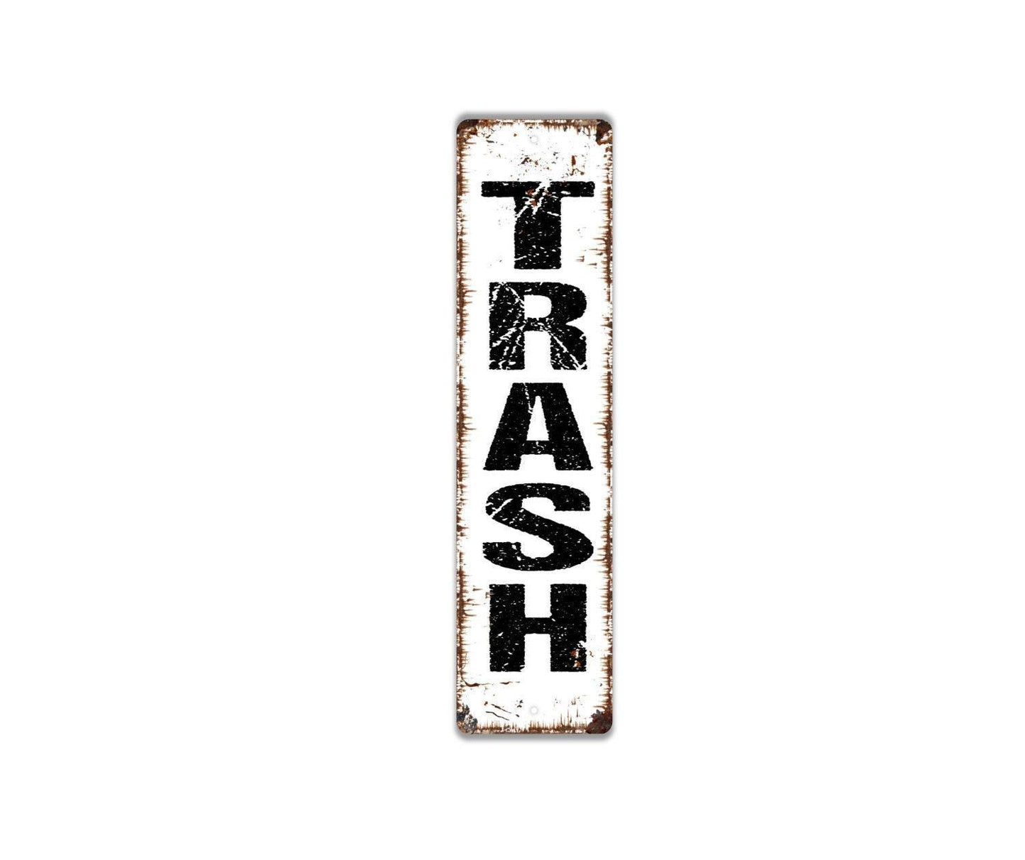 Vertical Trash Sign - Garbage Metal Street Sign or Door Name Plate Plaque