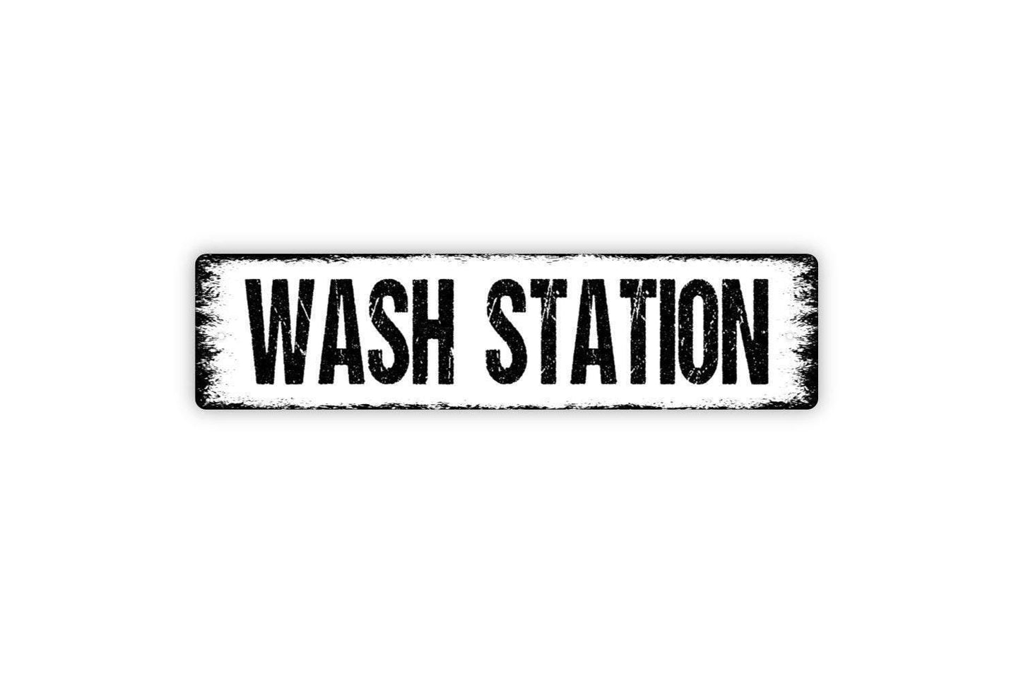 Wash Station Sign – Hand Washing Wall Decor – Bathroom, Kitchen, or Workplace Safety Sign – Metal Sign or Vinyl Sticker