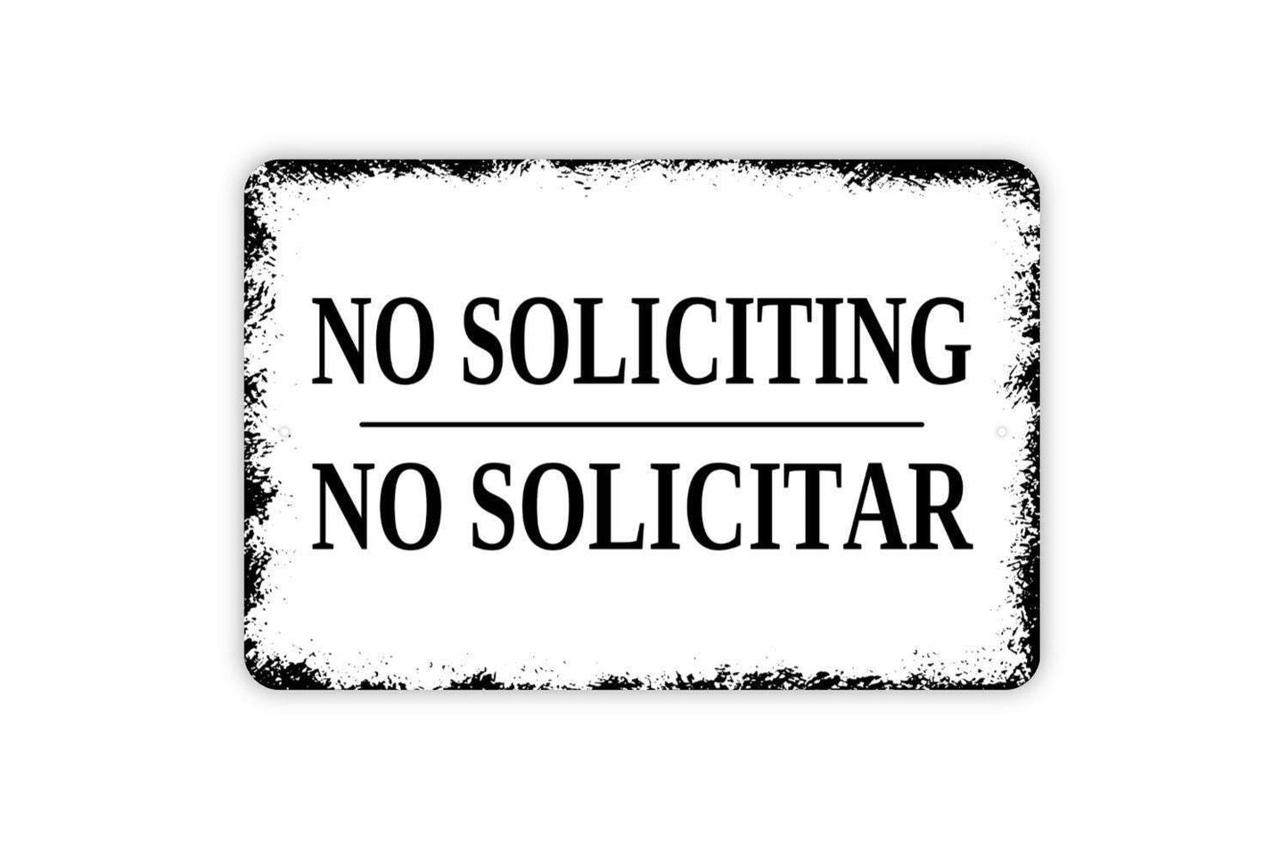 No Soliciting Sign - No Solicitar  - Front Door Business Office Home No Soliciting Please Indoor Or Outdoor Metal Sign