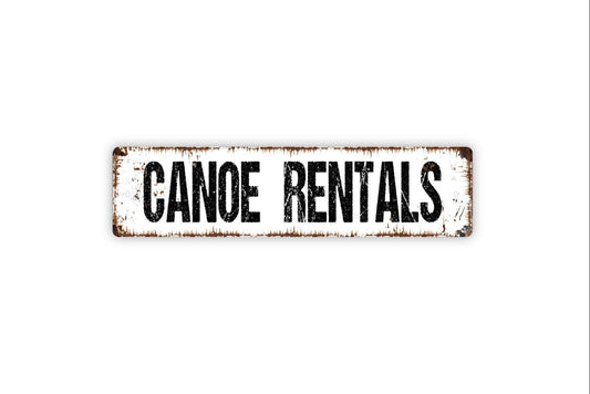 Canoe Rentals Sign | Rustic Lake Cabin, Lodge, or Campground Wall Sign | Lakeside Outdoor Décor Metal Canoe Sign or Vinyl Sticker Gift