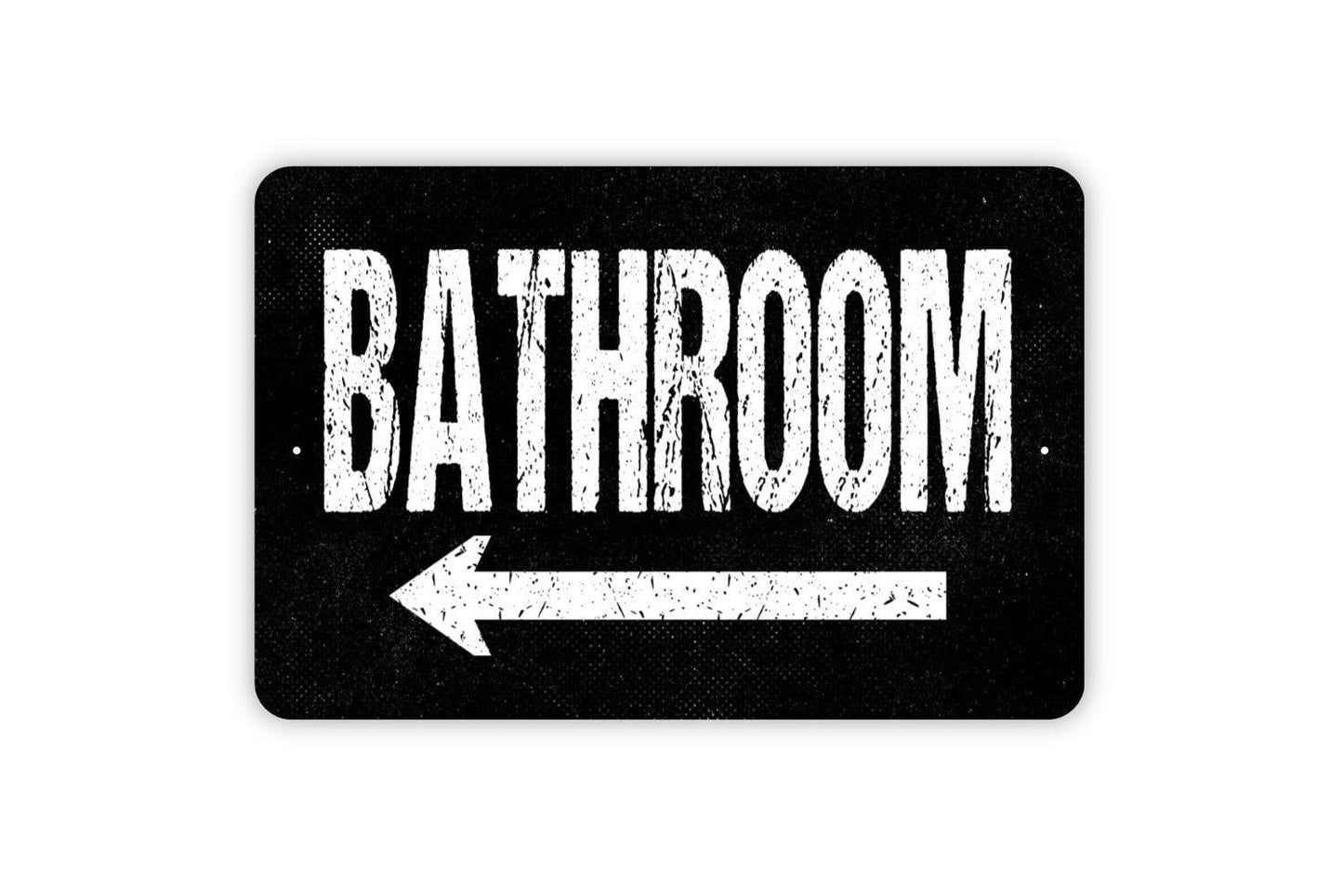 Bathroom Sign with Arrow – Restroom Washroom Toilet Door Wall Decor – Rustic Farmhouse Guest Bathroom Sign – Metal Sign or Sticker
