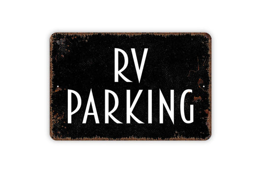 RV Parking Sign | Rustic Campground Wall Sign | Cabin or Lake House Decor | Custom Metal Sign or Vinyl Sticker | Outdoor Camping Wall Art