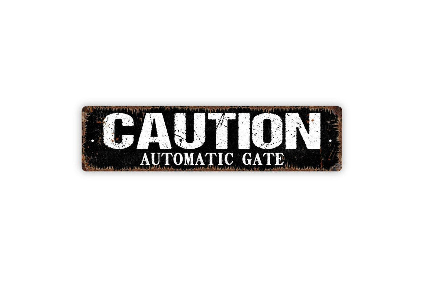 Caution Automatic Gate Sign - Indoor Or Outdoor Vinyl Sticker Or  Metal Street Sign or Door Name Plate Plaque