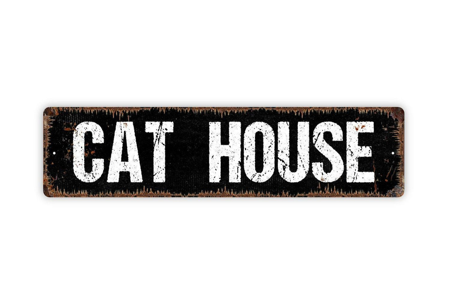 Cat House Sign - Kitten Kitty Pet Lover Cat Lady Vinyl Sticker Or  Street Metal Sign or Door Name Plate Plaque