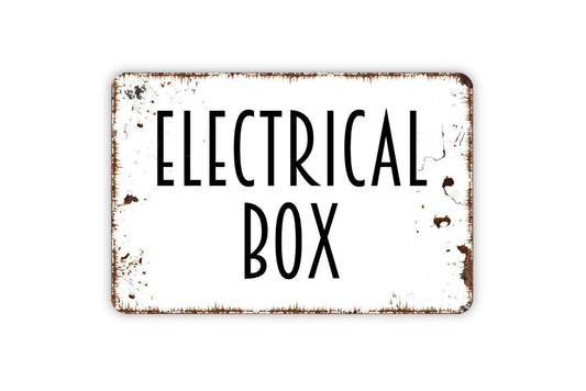 Electrical Box Sign | Safety Warning Hazard Wall Decor | Metal Sign or Vinyl Sticker for Workplace Shop Garage Factory