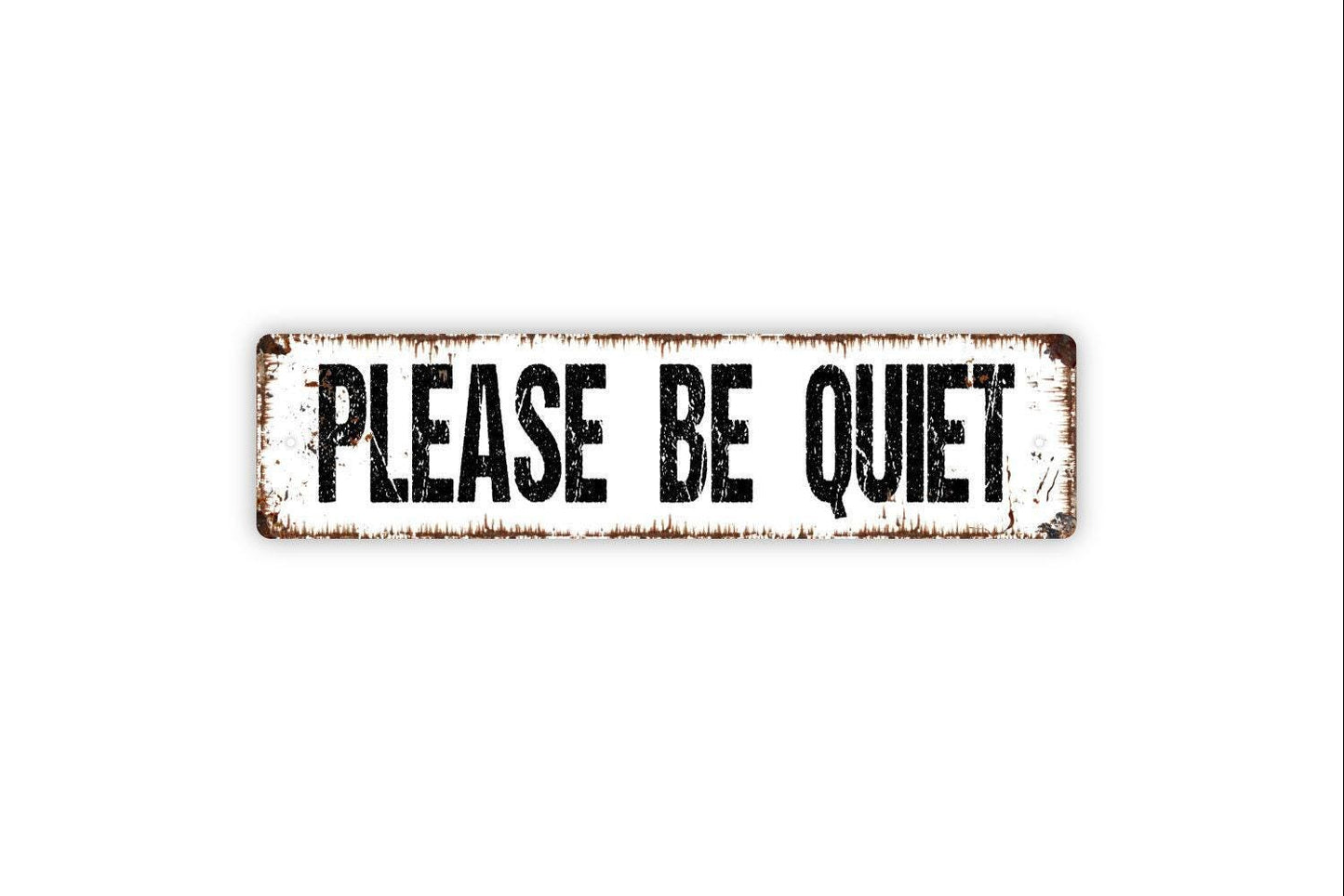 Please Be Quiet Sign – Rustic Farmhouse Wall Decor – Library Study Room Meditation Space Door Notice – Metal Sign or Sticker