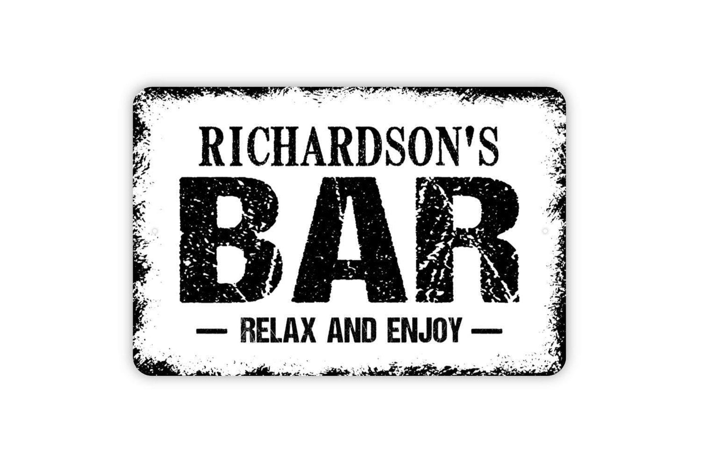 Personalized Bar Relax and Enjoy Sign - Custom Indoor or Outdoor Metal Wall Art
