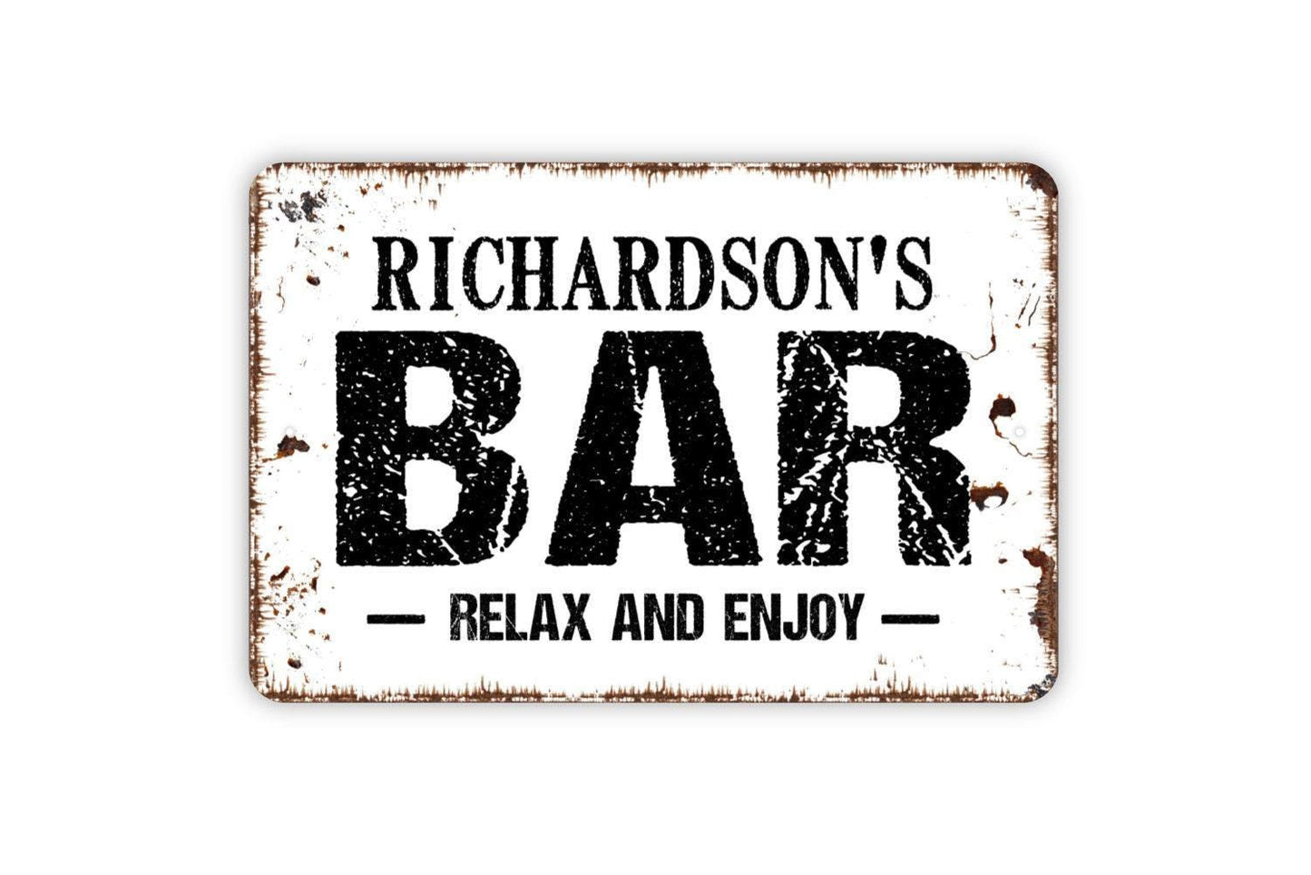 Personalized Bar Relax and Enjoy Sign - Custom Indoor or Outdoor Metal Wall Art