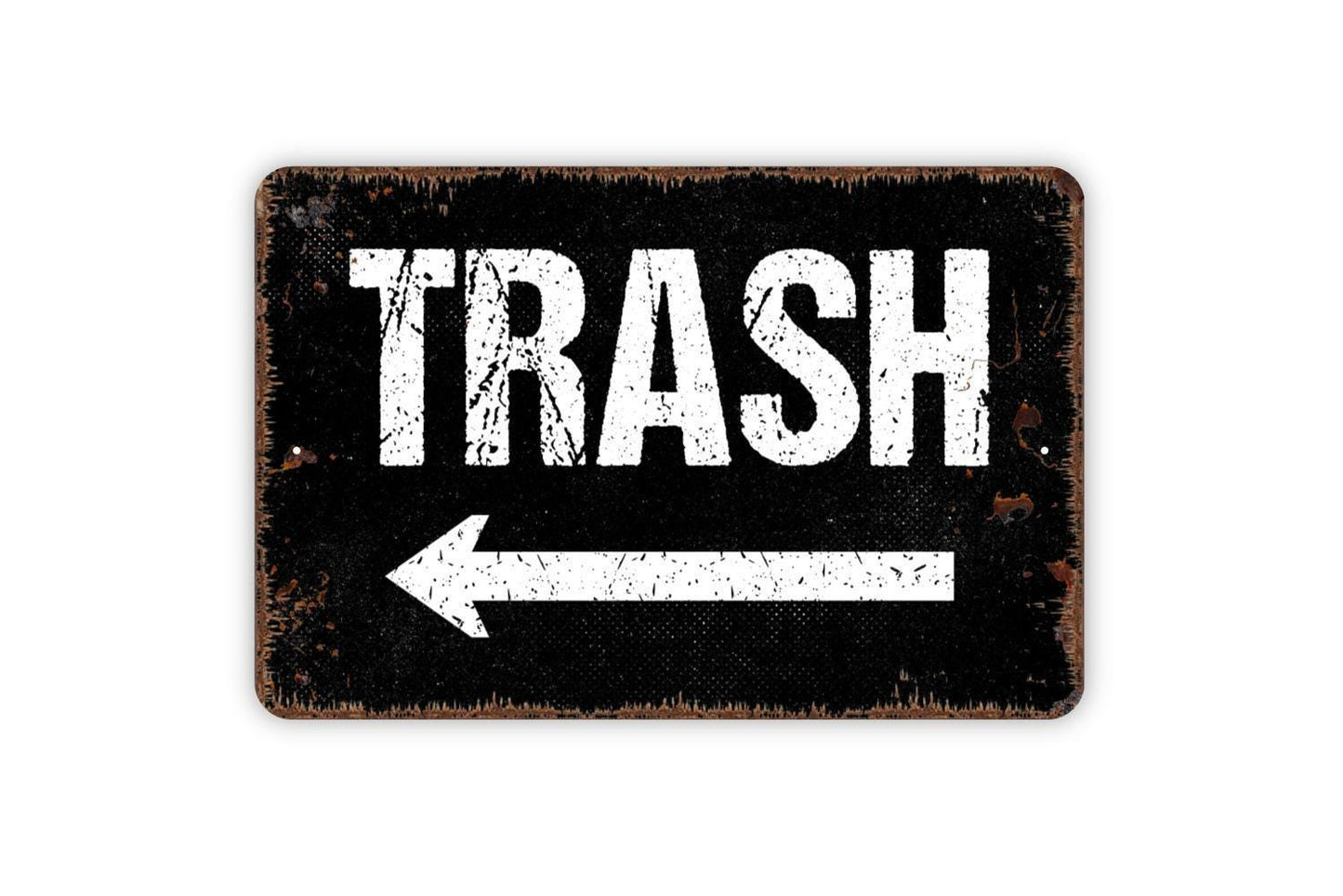 Trash With Arrow Sign | Garbage Waste Disposal Direction Sign | Metal Sign or Vinyl Sticker for Kitchen Office Business Outdoor Use