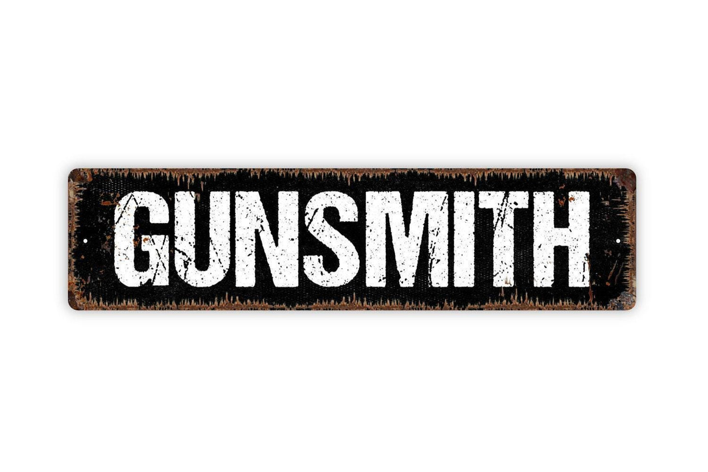 Gunsmith Sign - Buy Sell Trade Firearms Rifle Hunting Store Vinyl Sticker Or  Street Metal Sign or Door Name Plate Plaque