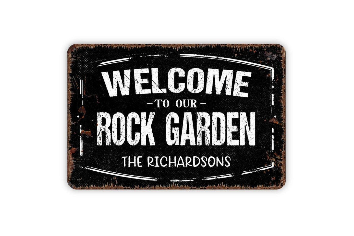 Personalized Welcome To Our Rock Garden Sign - Custom Metal Wall Art Indoor Or Outdoor