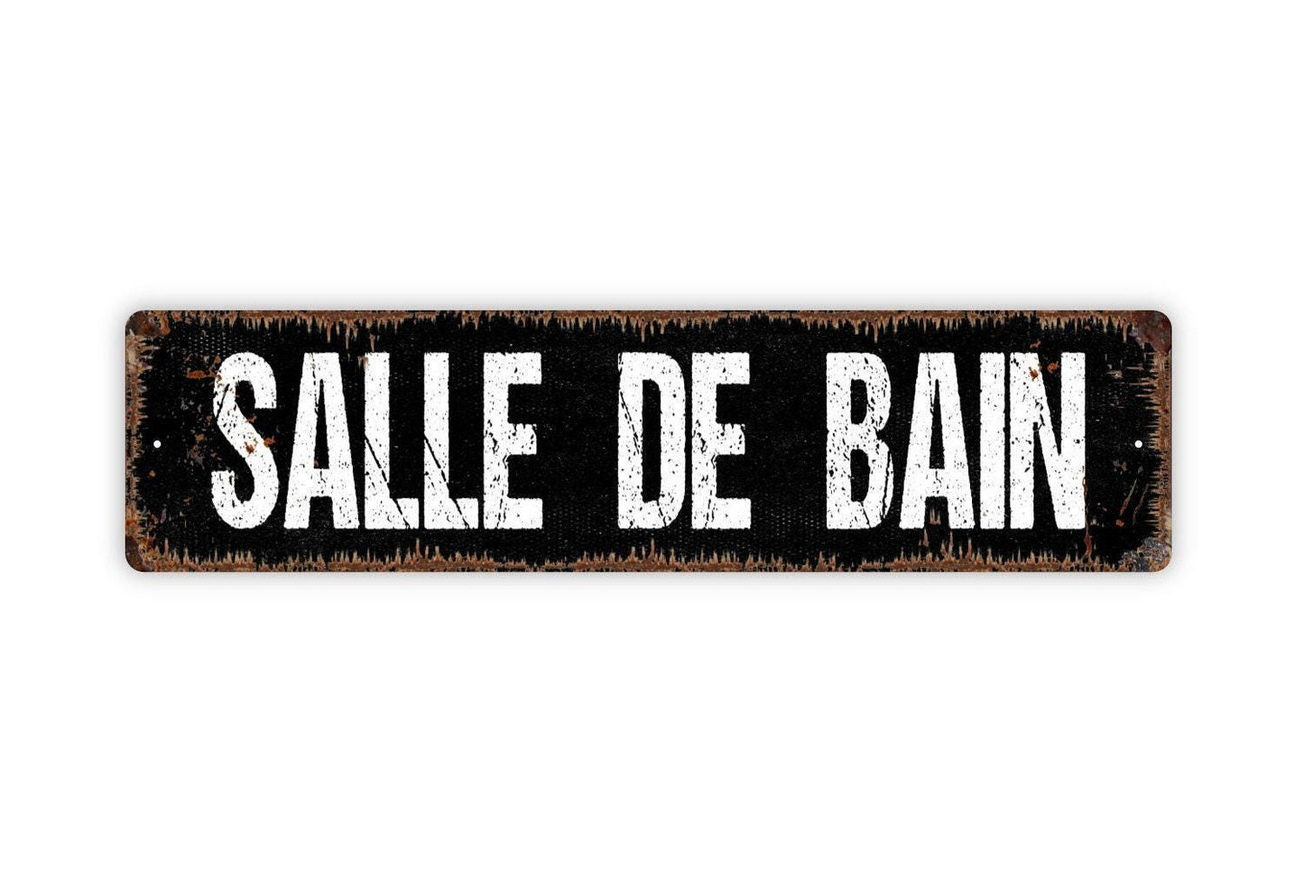 Salle De Bain Sign - Vinyl Sticker Or  Metal Street Sign or Door Name Plate Plaque