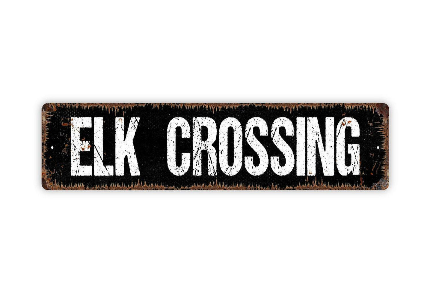 Elk Crossing Sign - Vinyl Sticker Or  Metal Street Sign or Door Name Plate Plaque