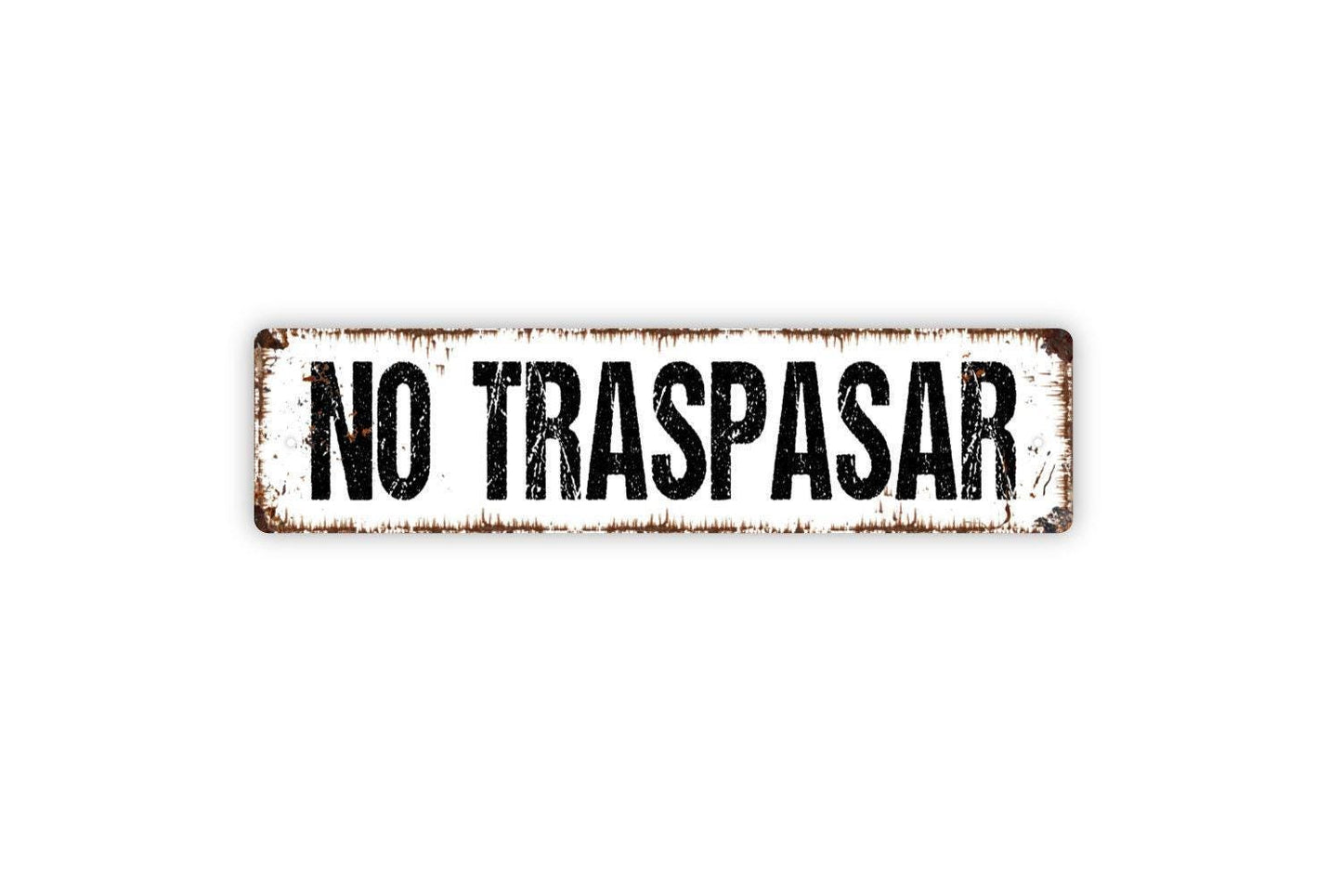 No Traspasar Sign | Spanish No Trespassing Warning | Metal Sign or Vinyl Sticker for Fence Gate Yard Home Business