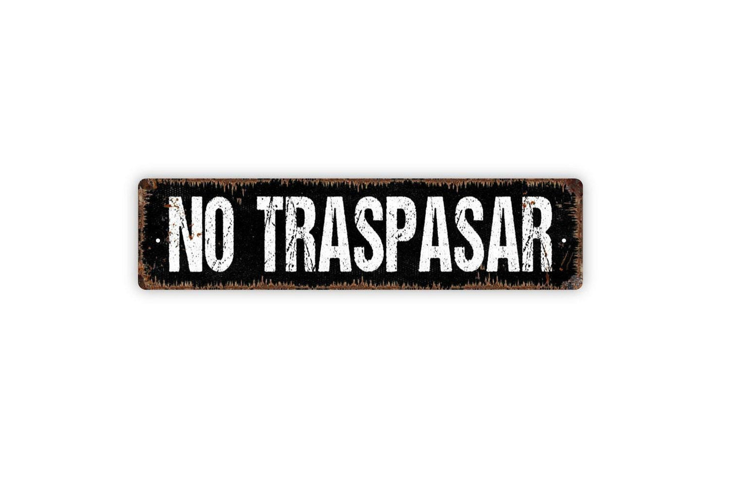 No Traspasar Sign | Spanish No Trespassing Warning | Metal Sign or Vinyl Sticker for Fence Gate Yard Home Business