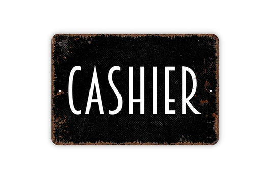 Cashier Sign, Metal Sign, Farmhouse Contemporary Modern Wall Metal Sign