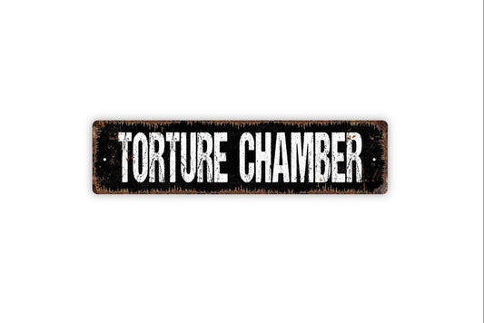 Torture Chamber Sign - Halloween Spooky Hospital Haunted House Vinyl Sticker Or  Street Metal Sign or Door Name Plate Plaque