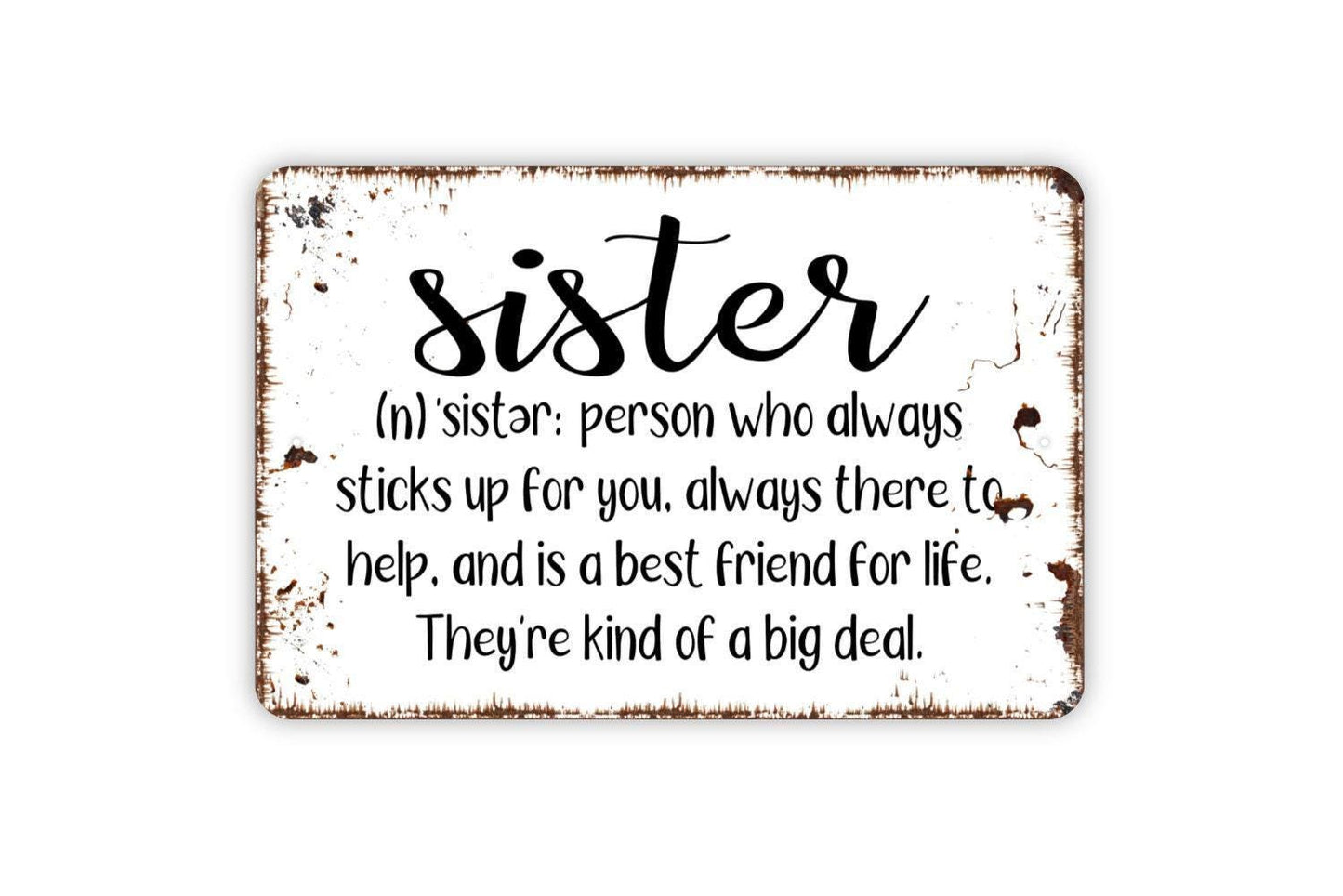 Sister Definition Sign - Funny Metal Sign, Farmhouse Wall Decor Modern Wall Metal Sign