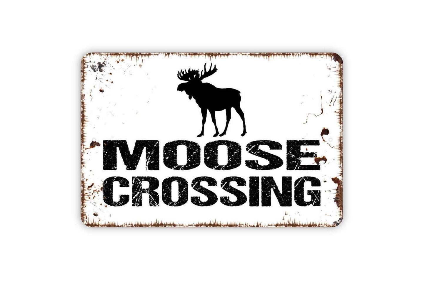 Moose Crossing Sign - Metal Wall Art - Indoor or Outdoor