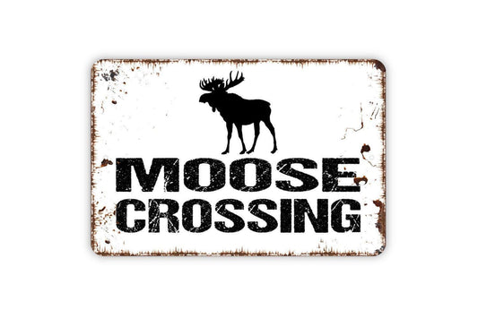 Moose Crossing Sign - Metal Wall Art - Indoor or Outdoor