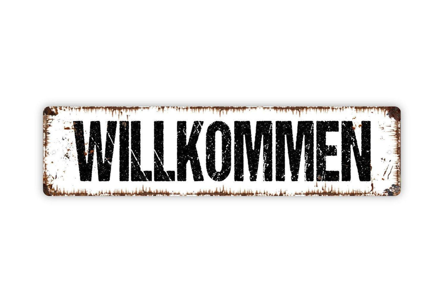 Willkommen Sign - Welcome Vinyl Sticker Or  Street Sign or Door Name Plate Plaque