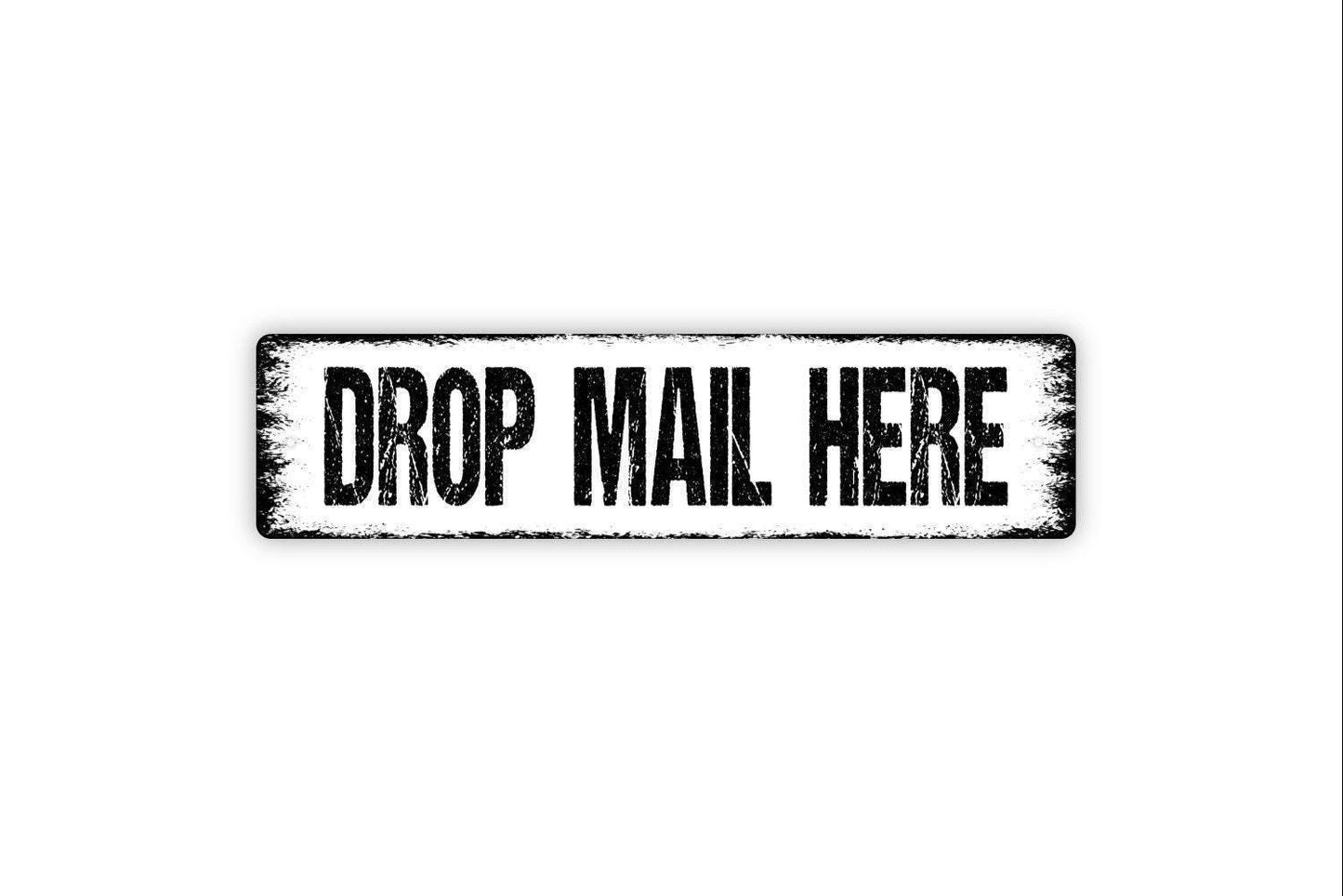 Drop Mail Here Sign | Mail Carrier Delivery Sign | Package Drop Off Porch Sign | Home or Office Mailbox Sign | Metal or Vinyl Sticker
