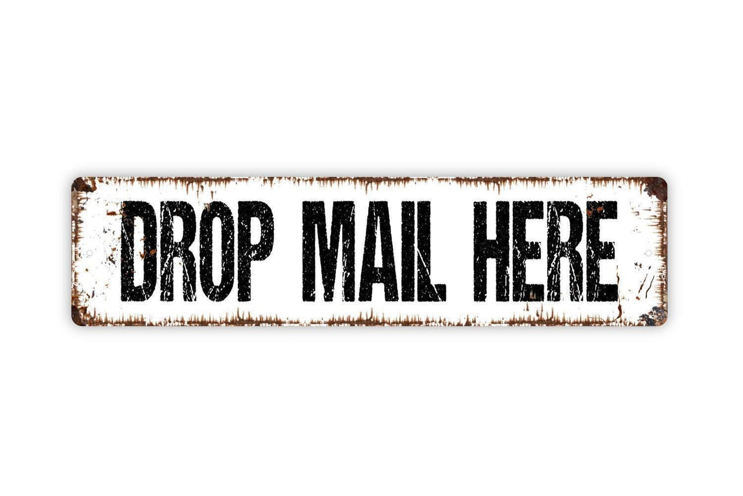 Drop Mail Here Sign | Mail Carrier Delivery Sign | Package Drop Off Porch Sign | Home or Office Mailbox Sign | Metal or Vinyl Sticker