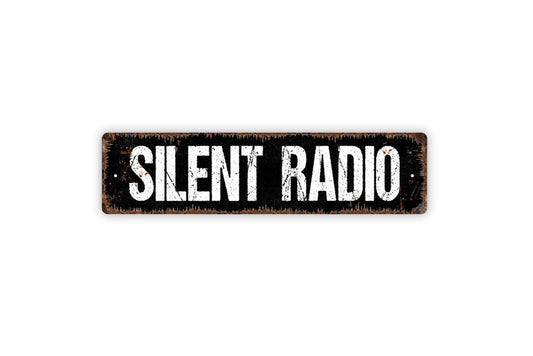 Silent Radio Sign – Vintage Music Lover Wall Decor – Rustic Farmhouse Bar Pub Studio Garage Sign – Metal Sign or Sticker