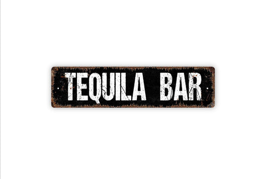 Tequila Bar Sign | Rustic Cantina Wall Decor | Metal Sign or Vinyl Sticker for Home Bar, Patio, Kitchen, or Mexican Themed Decor