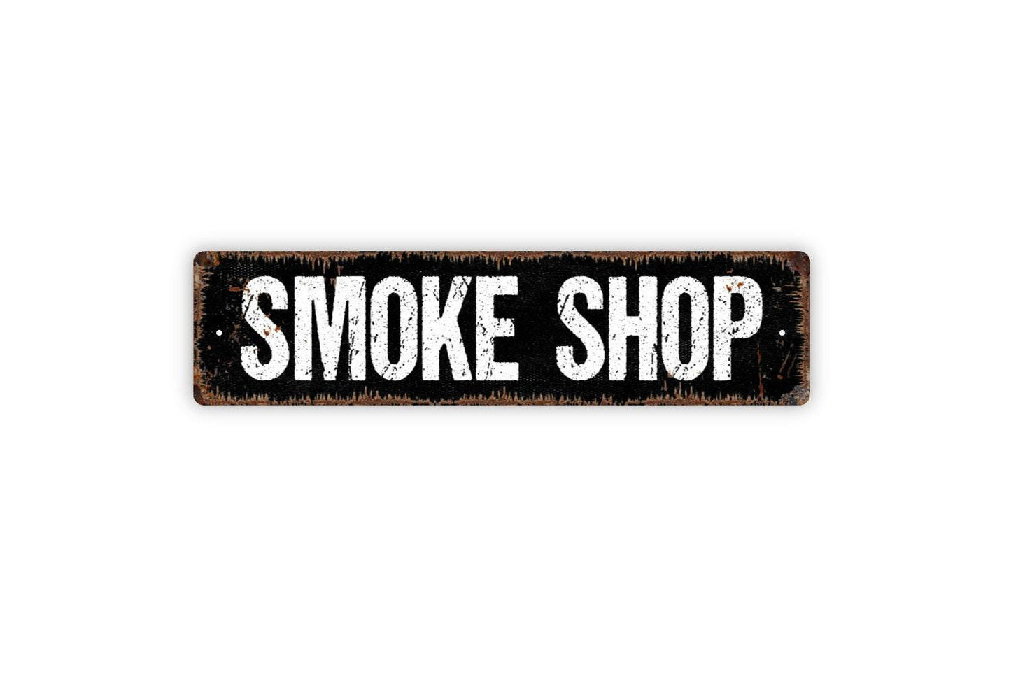 Smoke Shop Sign - Smoking Cigarette Cigar Lounge Smokehouse Pit Shack Grill Vinyl Sticker Or  Street Metal Sign or Door Name Plate Plaque