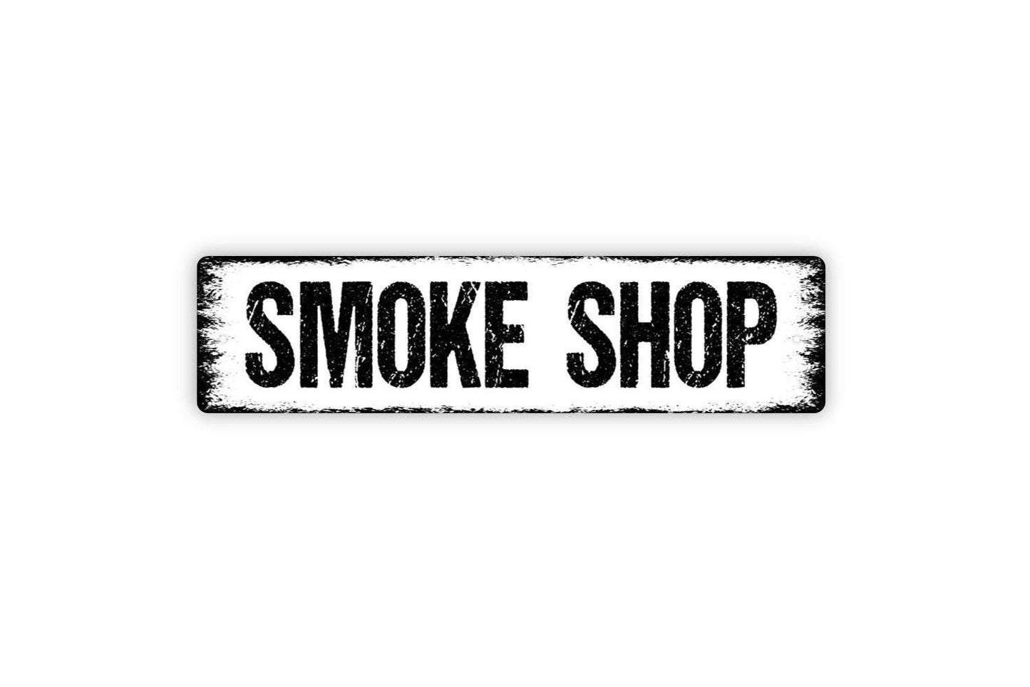 Smoke Shop Sign - Smoking Cigarette Cigar Lounge Smokehouse Pit Shack Grill Vinyl Sticker Or  Street Metal Sign or Door Name Plate Plaque
