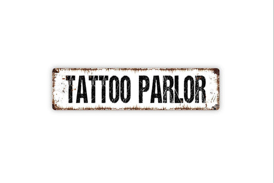 Tattoo Parlor Sign | Vintage Style Wall Décor for Tattoo Shop, Studio, or Man Cave | Bold Metal Tattoo Sign or Vinyl Sticker Gift Idea