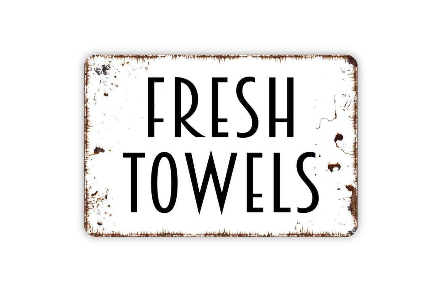 Fresh Towels Sign Metal or Vinyl Sticker | Rustic Bathroom Decor | Farmhouse Washroom Sign | Guest Bath Wall Art | Spa Towel Room Sticker
