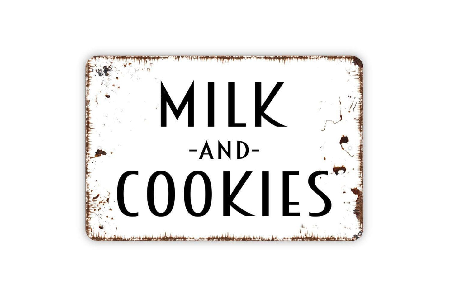 Milk and Cookies Sign | Rustic Farmhouse Kitchen Wall Sign for Bakery, Café, or Dining Room | Metal Sign or Vinyl Sticker | Snack Dessert