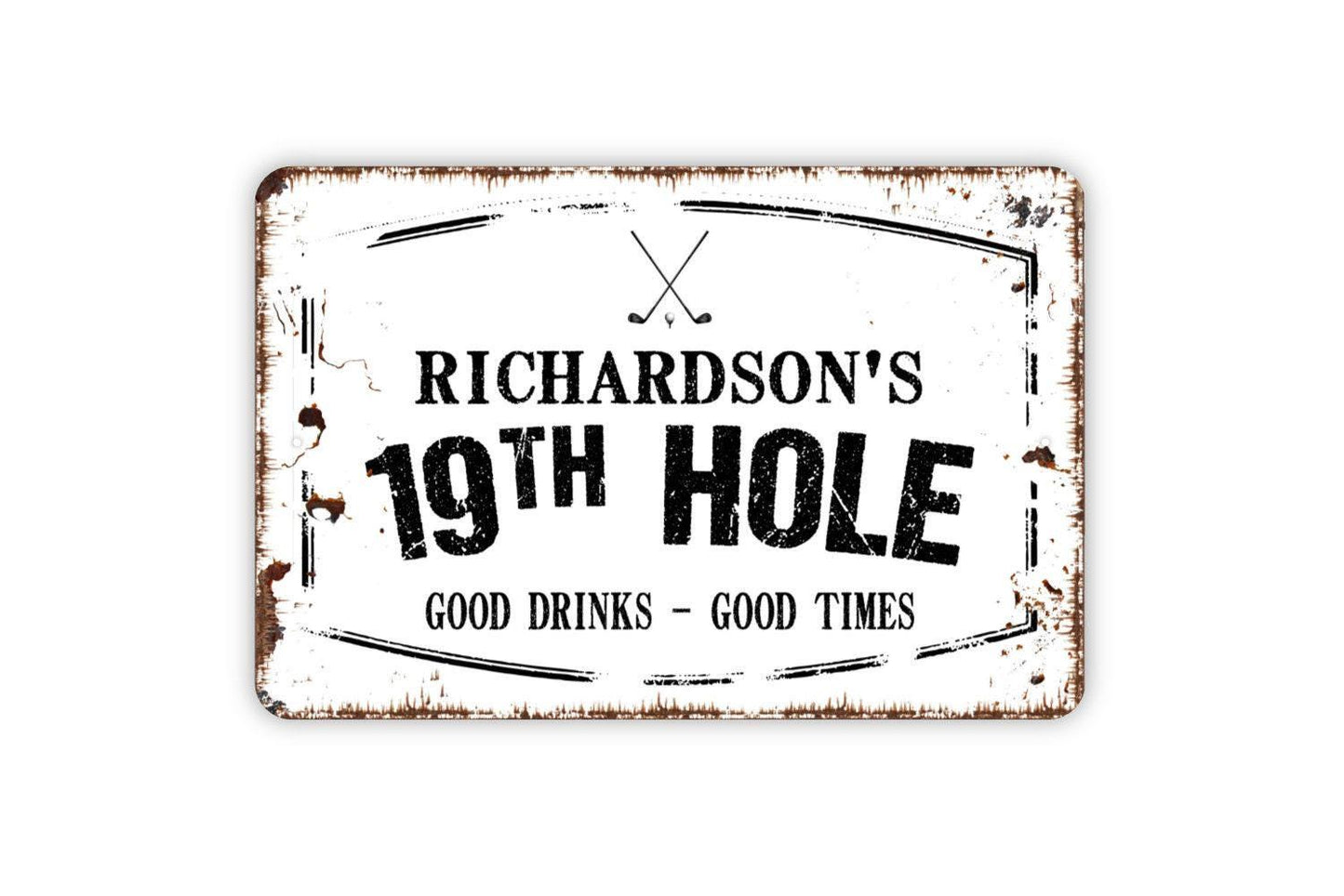 Personalized 19th Hole Sign - Custom Golf Golfer Pub Bar Metal Wall Art Indoor Or Outdoor