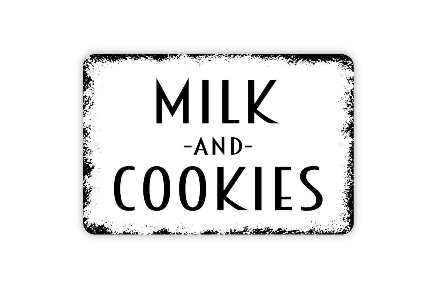 Milk and Cookies Sign | Rustic Farmhouse Kitchen Wall Sign for Bakery, Café, or Dining Room | Metal Sign or Vinyl Sticker | Snack Dessert