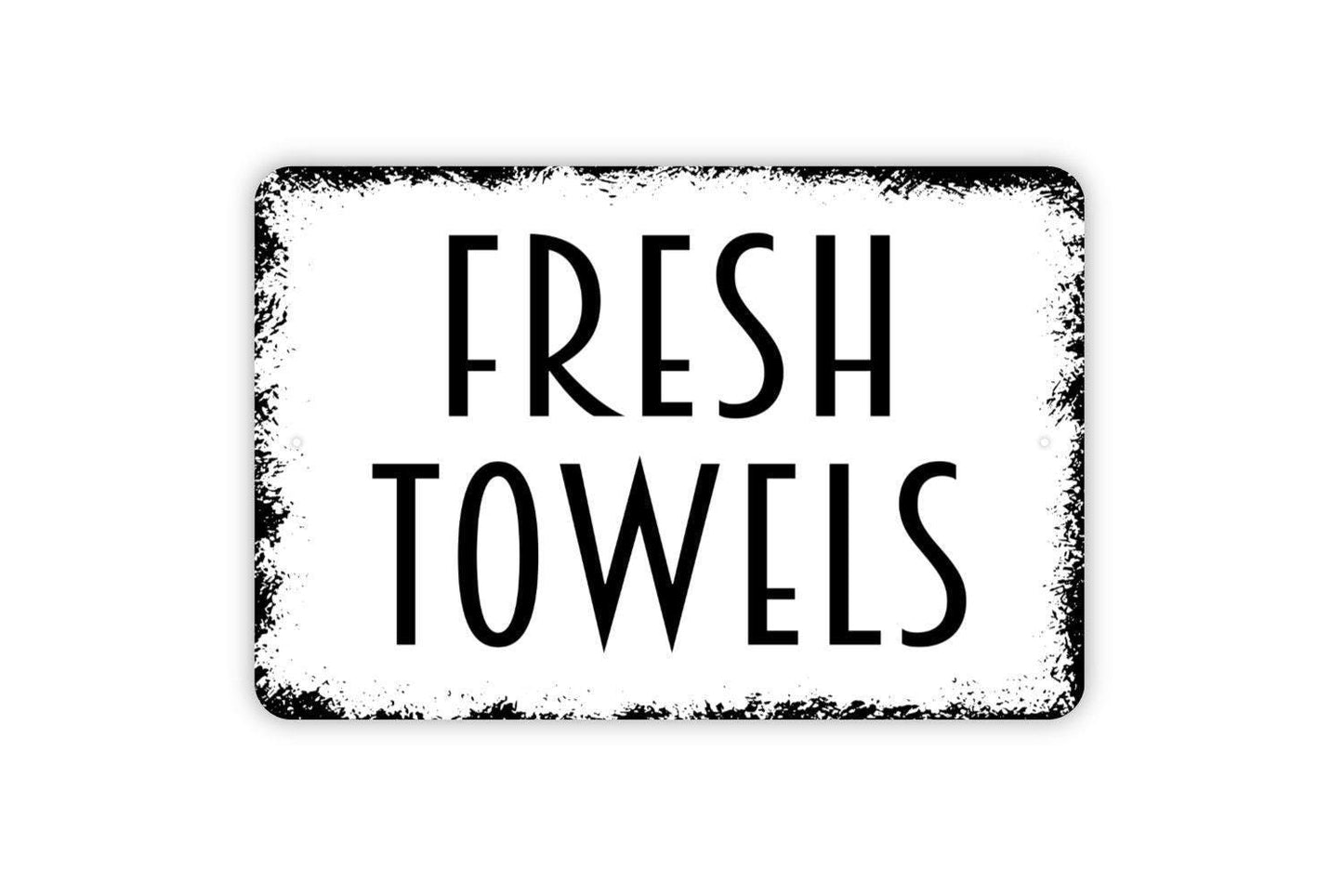 Fresh Towels Sign Metal or Vinyl Sticker | Rustic Bathroom Decor | Farmhouse Washroom Sign | Guest Bath Wall Art | Spa Towel Room Sticker