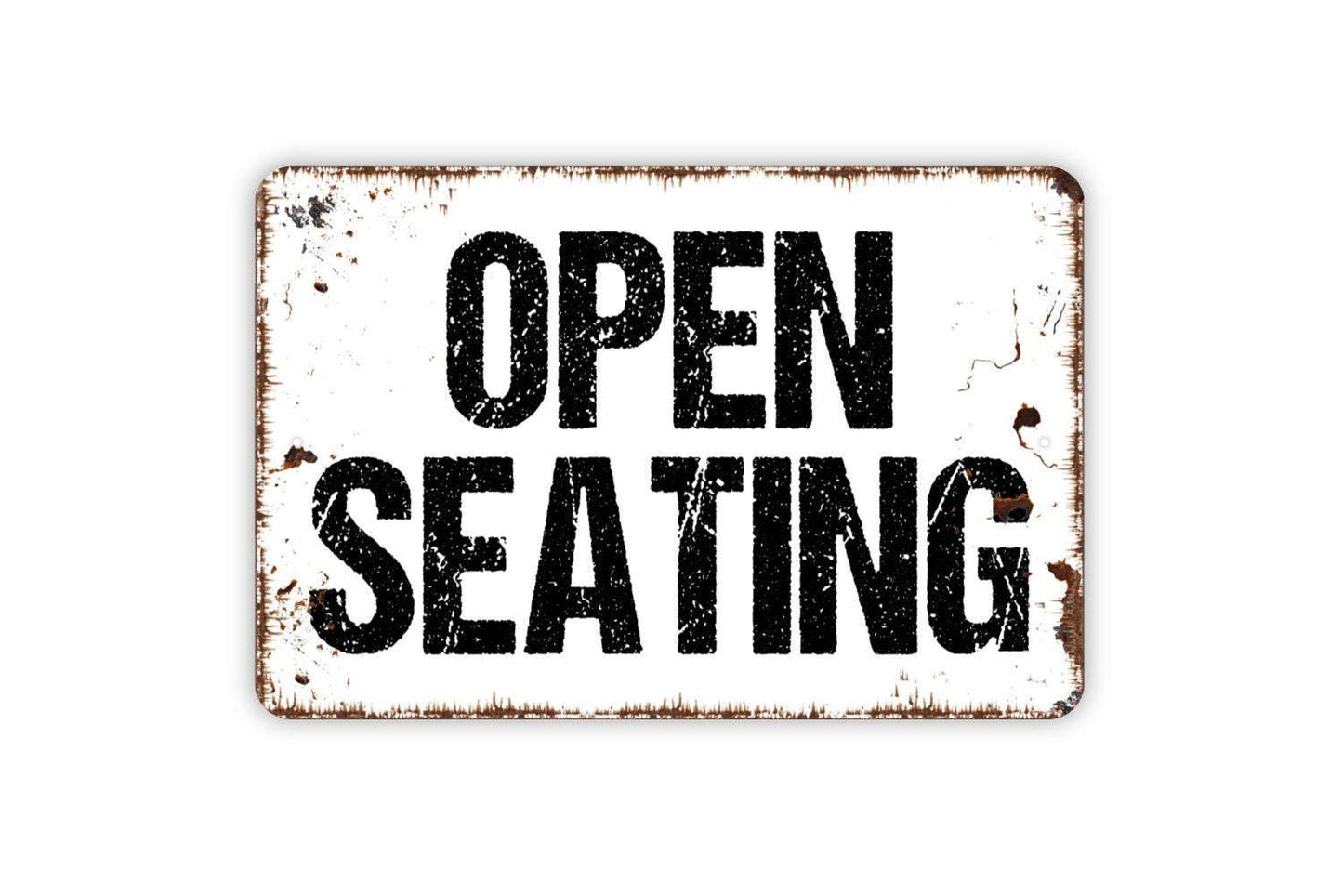 Open Seating Sign - Restaurant Dining Room Metal Wall Art - Indoor or Outdoor