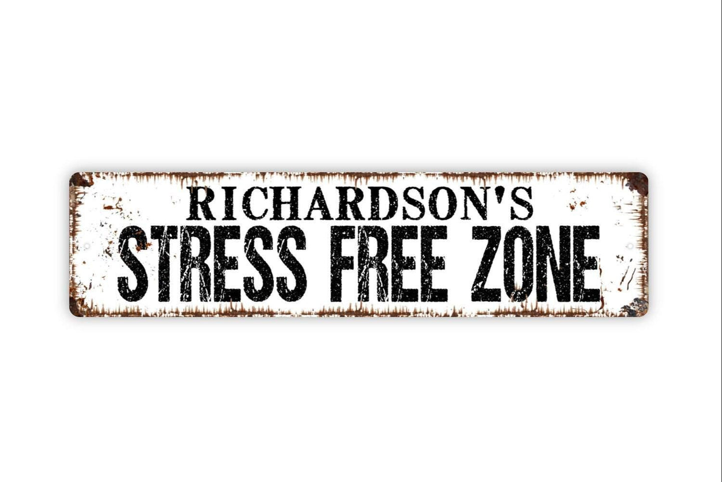 Personalized Stress Free Zone Sign | Custom Relaxation Metal Sign or Vinyl Sticker | Home, Office, Spa, or Cabin Decor | Multiple Sizes