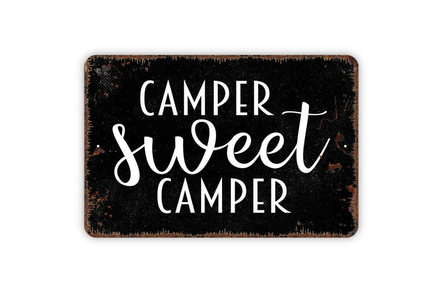 Camper Sweet Camper Sign | Rustic RV Wall Decor | Camping Family Wall Sign | Custom Metal Sign or Vinyl Sticker | Cabin or Campground Art