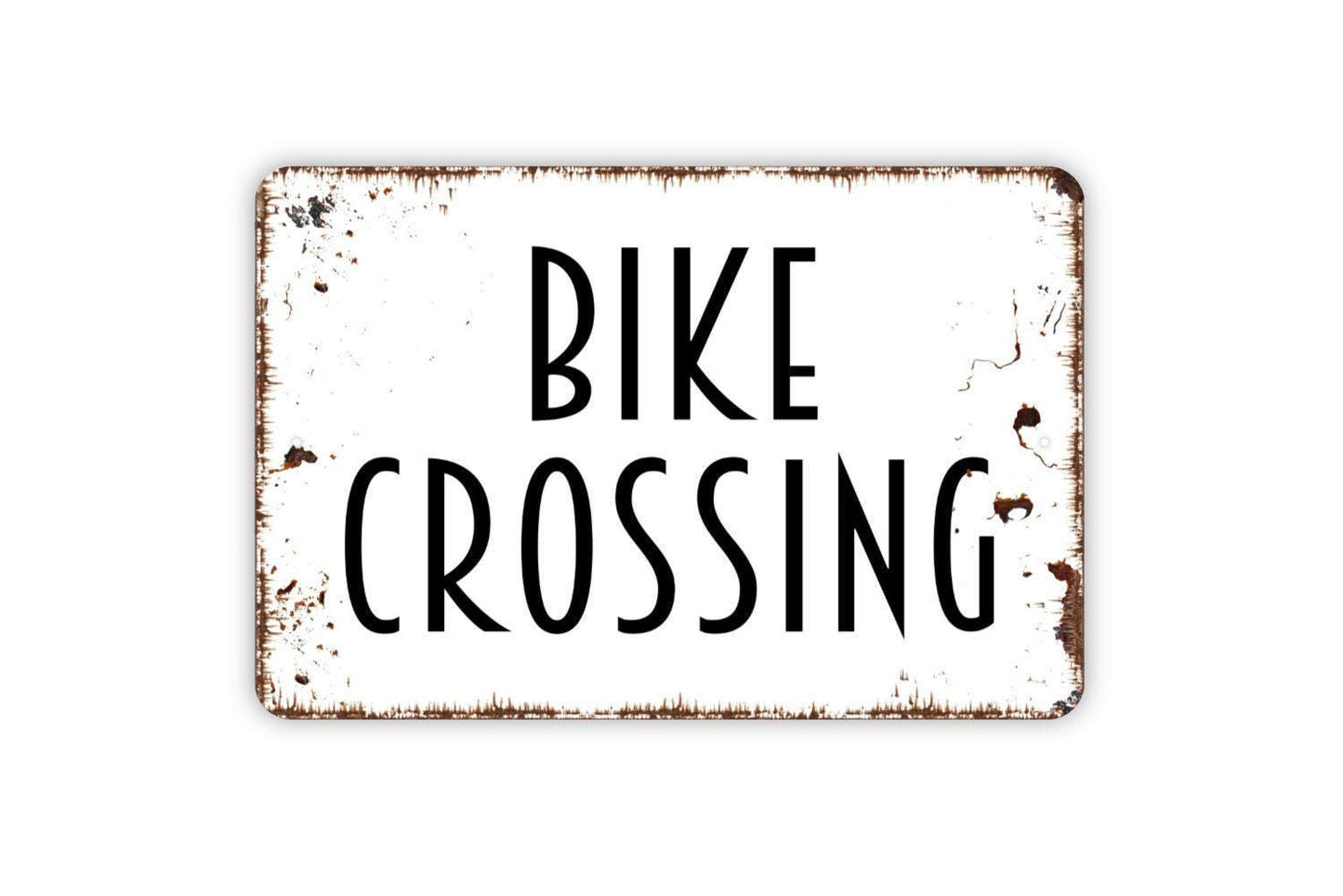 Bike Crossing Sign | Outdoor Bicycle Path Trail Warning Decor | Metal Sign or Vinyl Sticker for Road Park Yard School