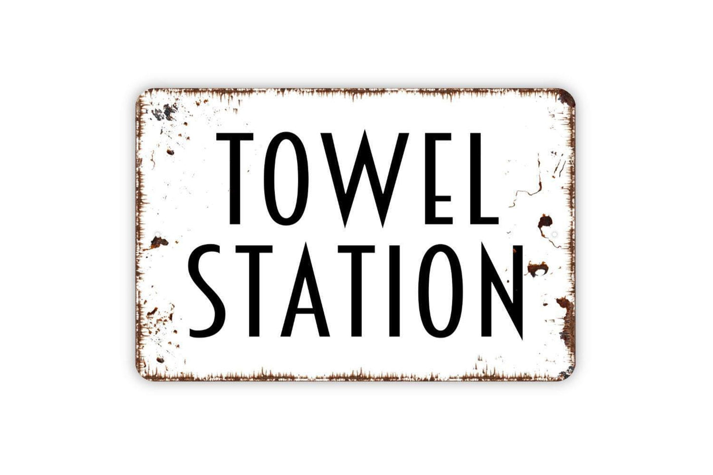 Towel Station Sign | Pool, Beach, or Spa Metal Sign or Vinyl Sticker | Bathroom, Laundry Room, or Patio Decor | Housewarming Gift
