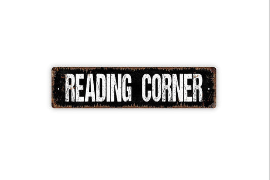 Reading Corner Sign, Library Metal Sign, Reading Room Sign, Custom Vinyl Sticker Or  Street Sign or Door Name Plate Plaque